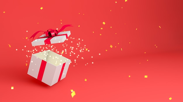 Coffret cadeau fond rouge 3d