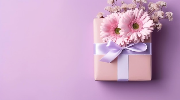 coffret cadeau et quelques fleurs