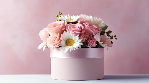 coffret cadeau et quelques fleurs