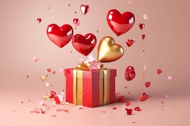 Coffret cadeau rouge Coeur ballon romance