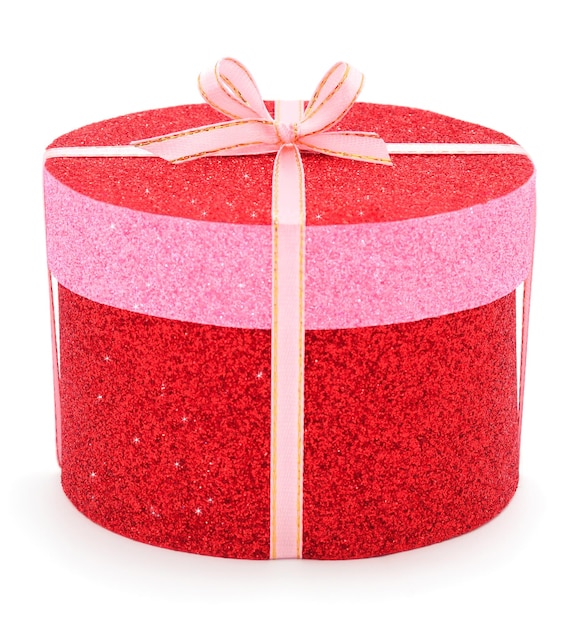 Coffret cadeau rouge avec ruban rose