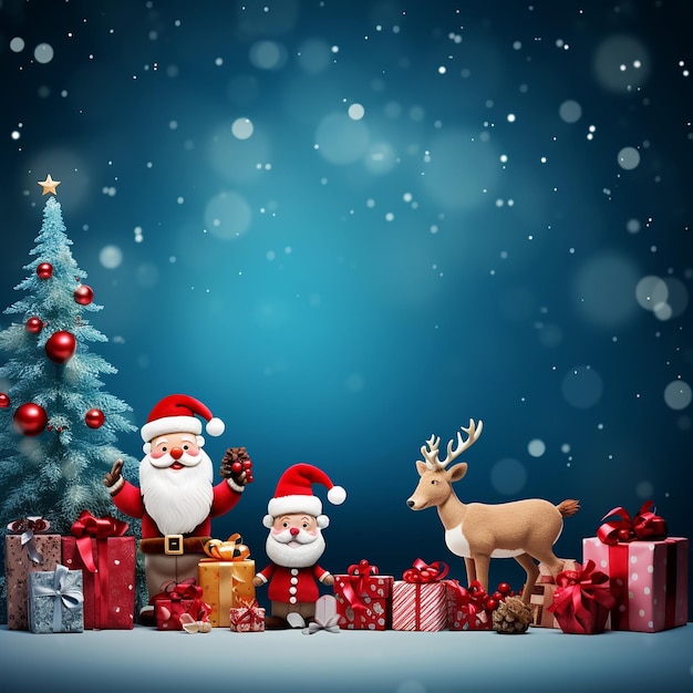 Coffrets cadeaux attachés rubans de velours et décorations en papier sur fond turquoise fond de Noël