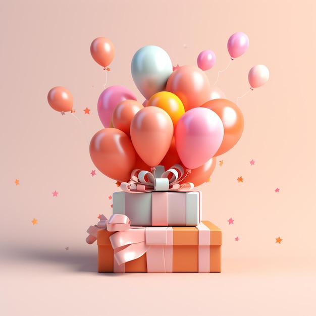 Coffrets cadeaux et ballons colorés joyeux anniversaire concept célébration fond générative ai