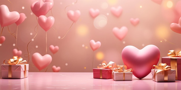 coffrets cadeaux festifs ballons coeurs avec espace pour le texte concept de vente de la Saint-Valentin