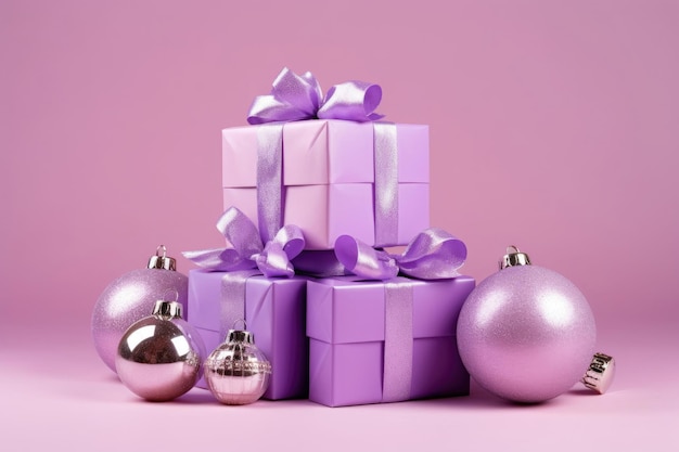 Coffrets cadeaux de Noël violets avec jouets pour arbres de Noël Cadeaux du Nouvel An