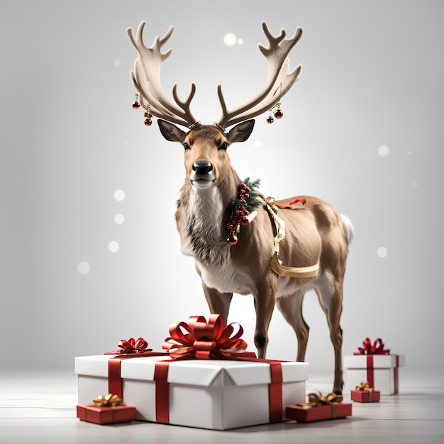 Coffrets cadeaux de rennes de Noël traîneau doré fête de Noël fête de fin de 25 décembre