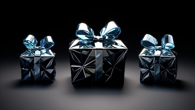 Coffrets cadeaux avec ruban dans le concept de Noël généré par l'IA