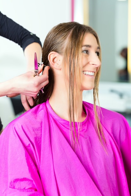 Coiffeur - coiffeur coupe les cheveux, une cliente se fait couper les cheveux