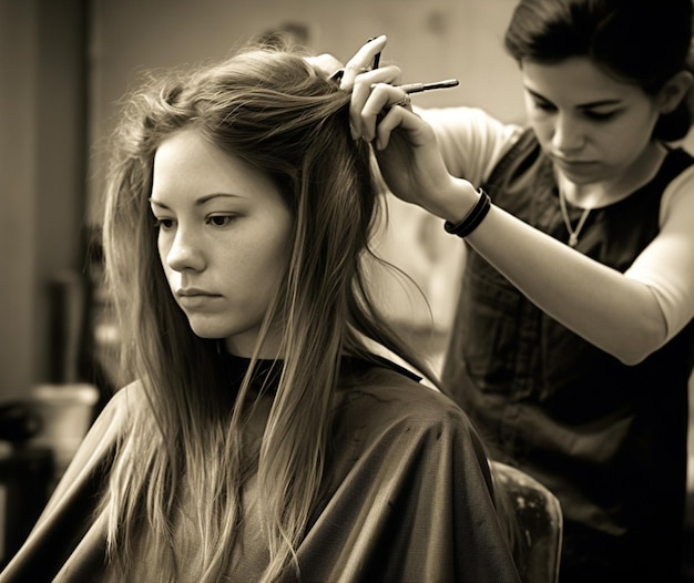 Un coiffeur coupe les cheveux