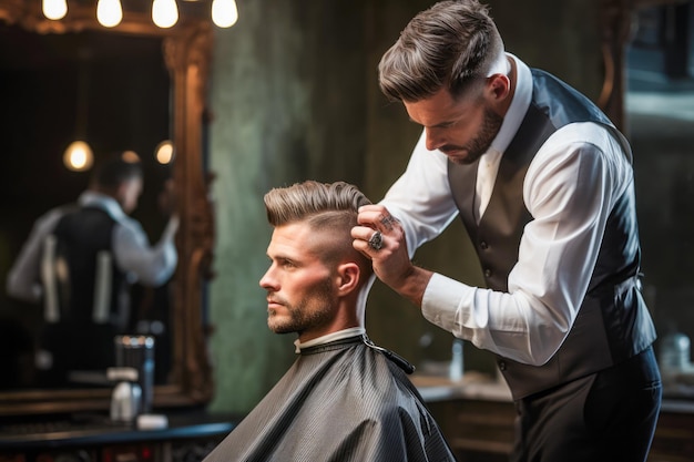 Photo un coiffeur professionnel utilisant des outils tranchants pour créer des looks à la mode et élégants dans un salon de coiffure