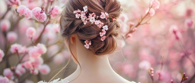 Une coiffure élégante de mariée ornée de fleurs délicates