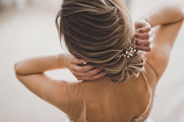 Coiffure de mariage mariée gros plan 2407