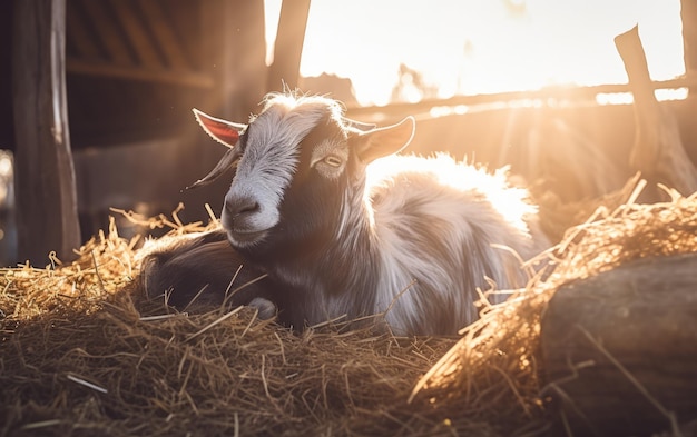 Coin douillet où une chèvre fait une sieste sereine