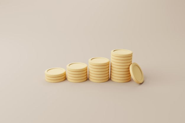Coins argent pile étape croissance croissante économiser de l'argent Concept finance investissement commercial illustration de rendu 3d