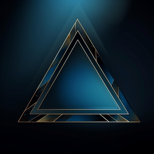 Photo coins de triangle à bord polygonal d'or bleu