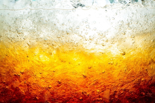 Cola avec fond de nourriture glacée Élément de conception gros plan Cola Bulles de bière macroIce Bubble