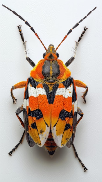 Photo un coléoptère aux couleurs vives avec un motif unique sur le dos