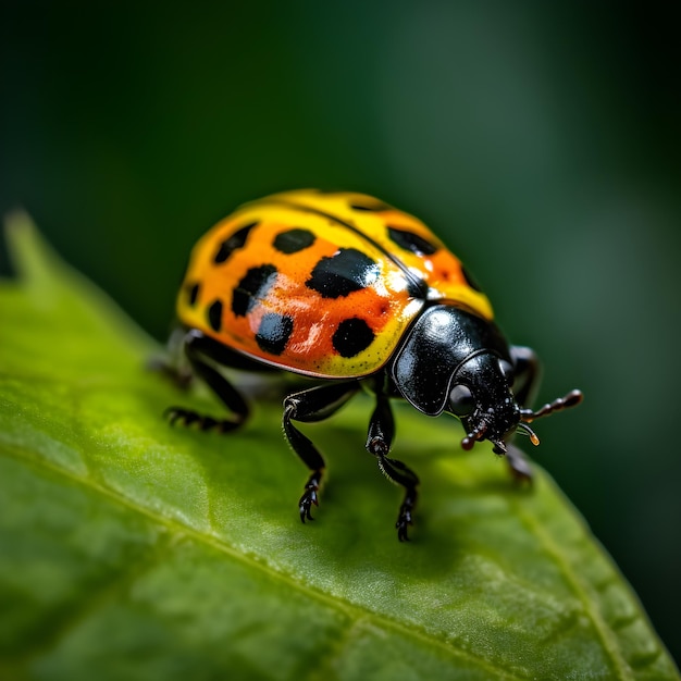 Coléoptère sur une feuille macro photographie