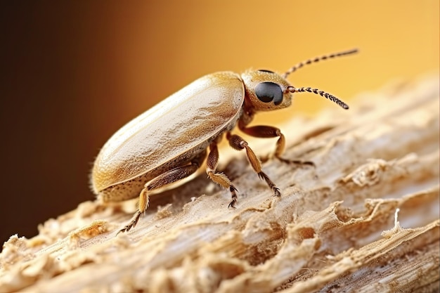 Le coléoptère marchand Oryzaephilus Mercator vue latérale sur fond blanc Un ravageur brun commun