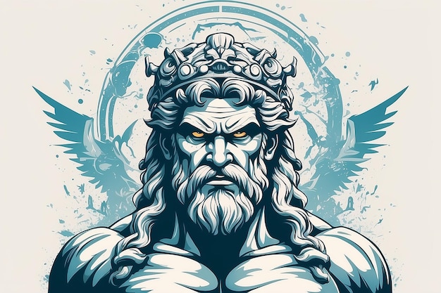 La colère de Zeus affiche d'illustration vectorielle modifiable pour t-shirt graphique