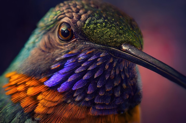 Colibri close up macro Portrait détaillé de la faune des oiseaux colorés