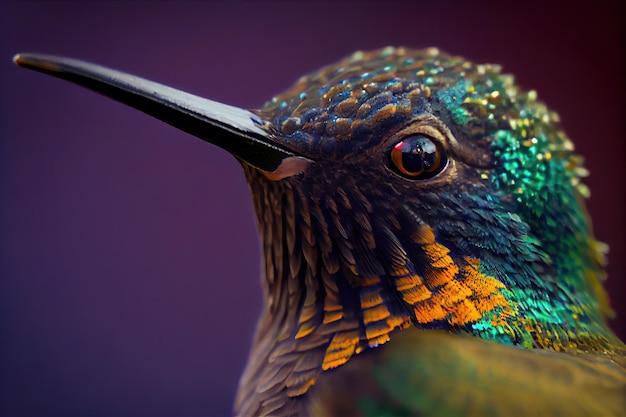 Colibri close up macro Portrait détaillé de la faune des oiseaux colorés
