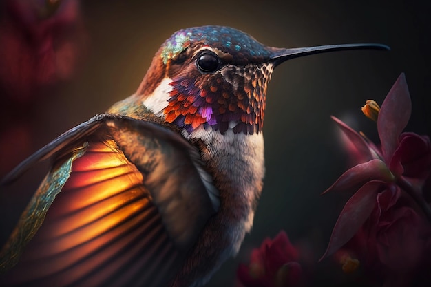 Colibri coloré bouchent