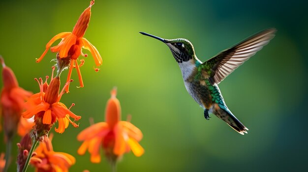 Le colibri est debout sur une fleur