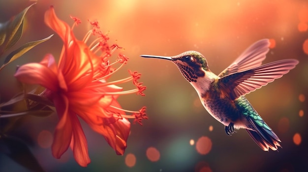 Un colibri et une fleur