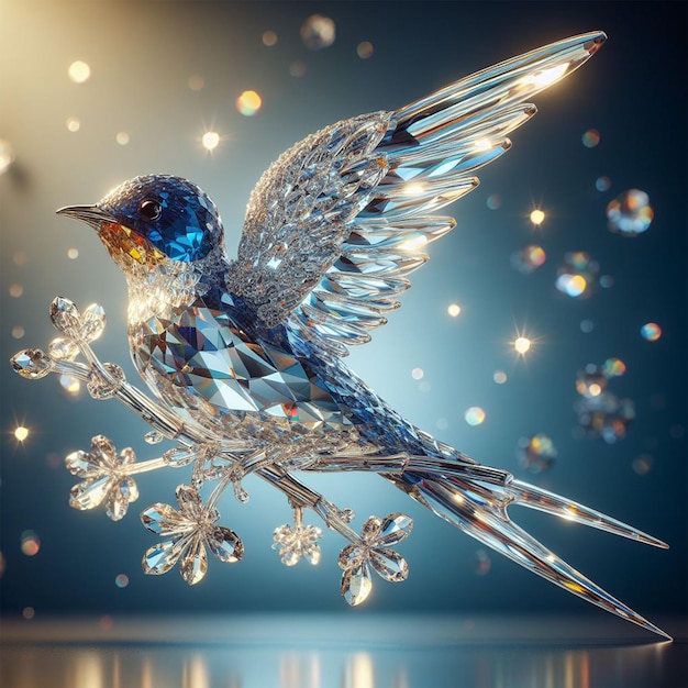 Photo colibri en forme de cristal