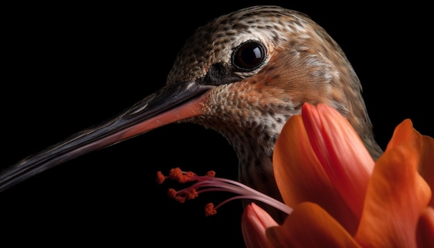 Colibri perché sur une fleur dans un climat tropical généré par l'intelligence artificielle