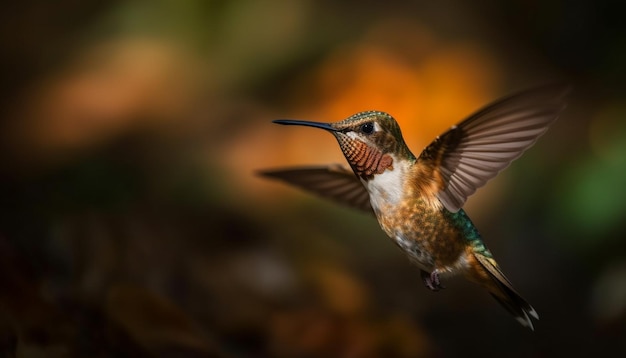 Colibri planant déployant des ailes dans les airs généré par l'IA