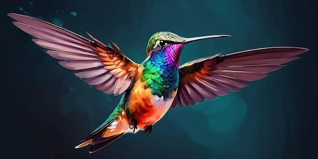 Colibri volant dans le ciel nocturne Illustration de colibri