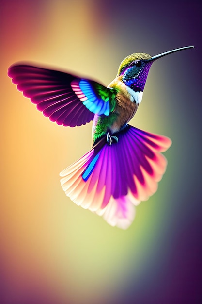 Colibri volant isolé sur fond transparent PNG Petit oiseau coloré en vol