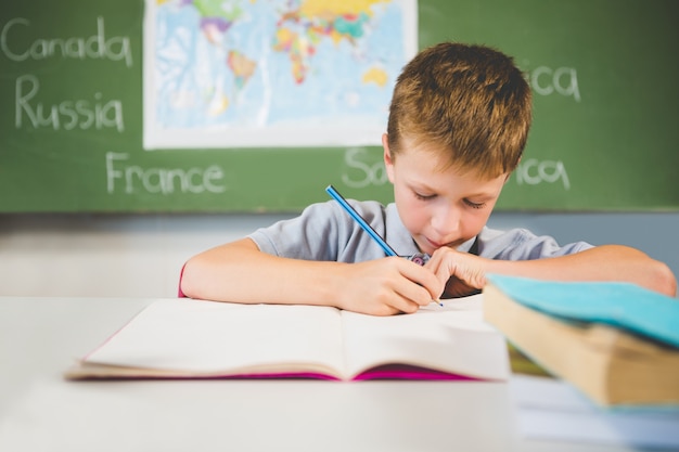 Écolier, devoirs, classe