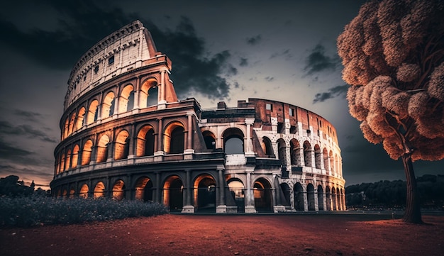 Le Colisée Rome histoire ancienne Italie image d'illustration Ai a généré l'art