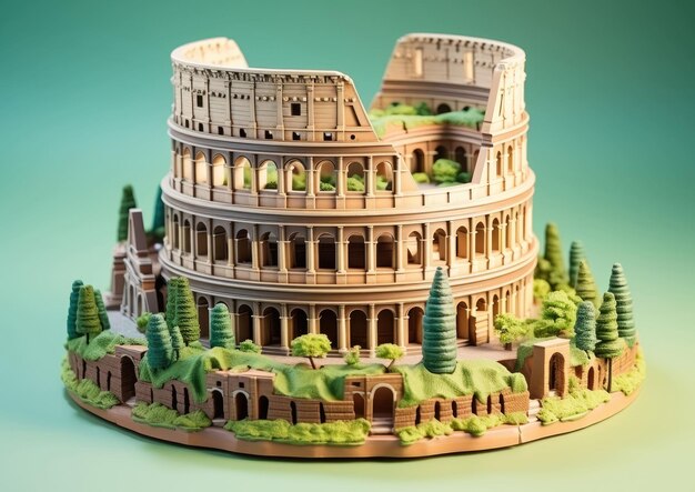 Colisée Rome Italie avec un vaisseau 3D et un arrière-plan isolé