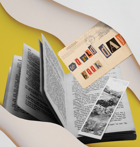 Photo collage abstrait de la journée mondiale du livre