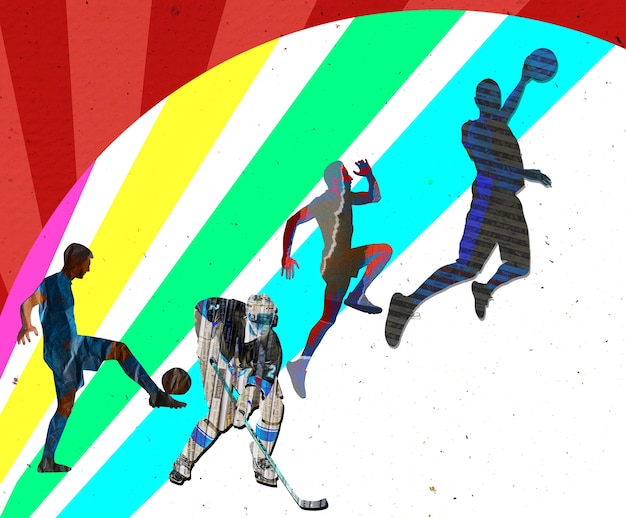 Collage abstrait sportif