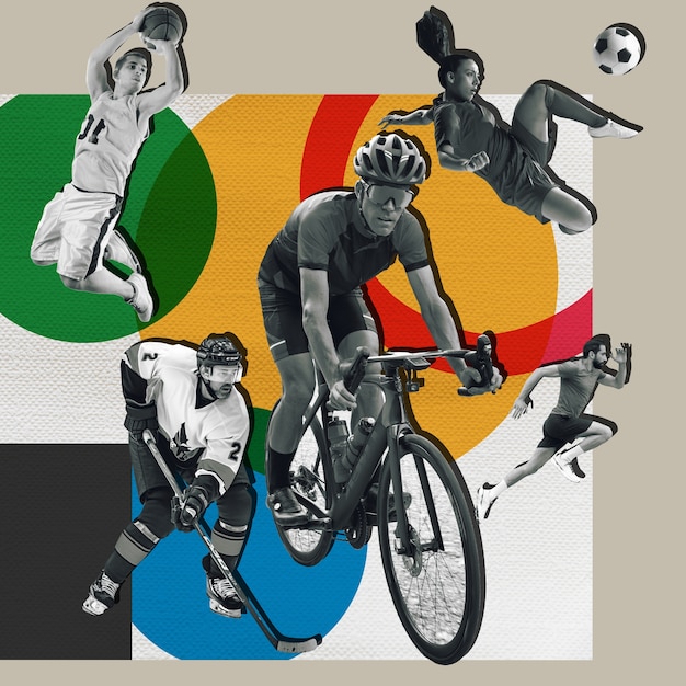 Collage abstrait sportif