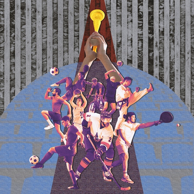 Collage abstrait sportif