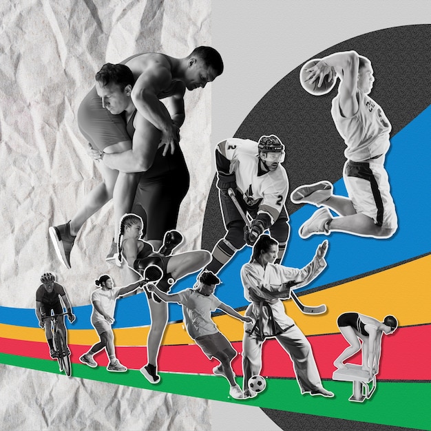 Collage abstrait sportif