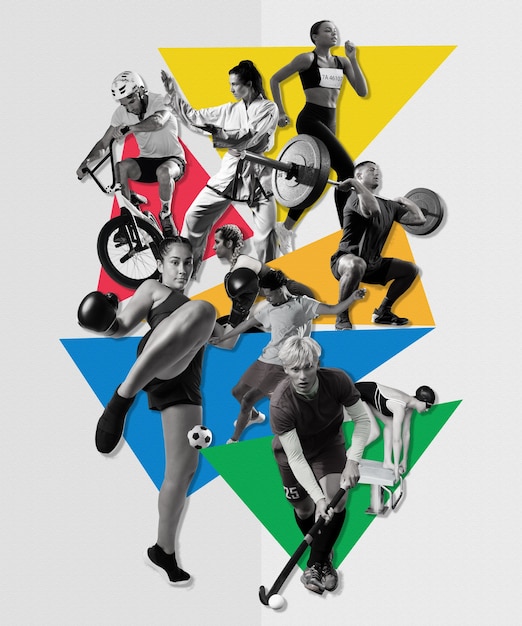 Collage abstrait sportif