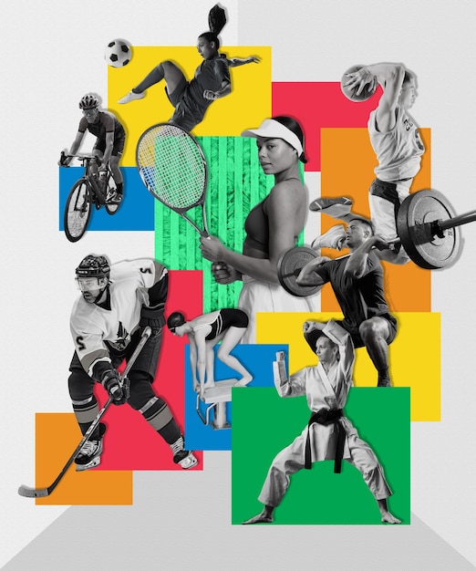 Collage abstrait sportif