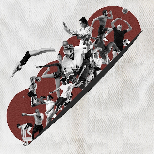 Collage abstrait sportif