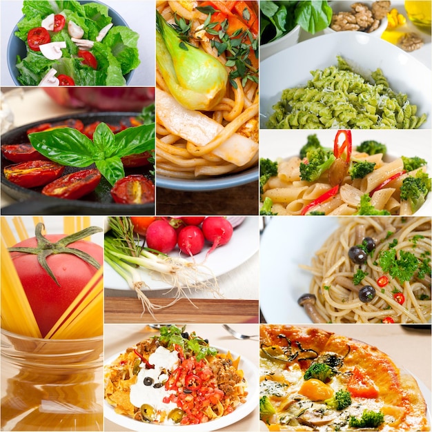 Collage d'aliments frais