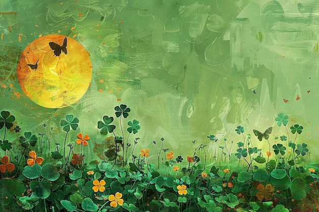 Le collage d'art irlandais de Shamrock Field