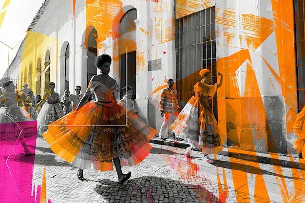 Photo collage d'art moderne la vieille ville de recife célébration du défilé du carnaval