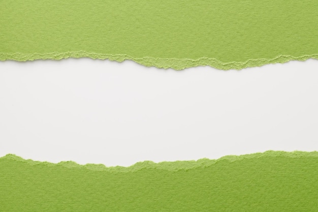 Collage artistique de morceaux de papier déchirés avec des bords déchirés Collection de notes collantes couleurs vertes et blanches fragments de pages de bloc-notes Arrière-plan abstrait