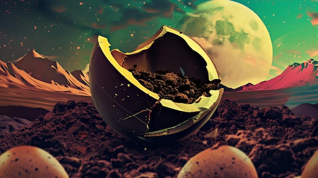 Photo collage au chocolat du jour de l'œuf de pâques astral